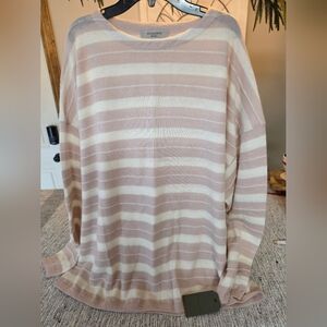 All Saints Pink and Cream Striped Sweater